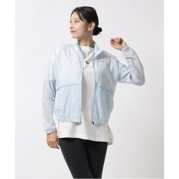 「Reebok」 ナイロンブルゾン - ライトブルー レディース