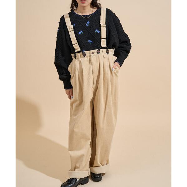 ワイドパンツ パンツ コーデュロイ RED KAP × FREAK'S STORE/レッドキャップ 別注 コーデュロイ サスペンダー付き ビッグ2タックパンツ/コーデュロイワイ…