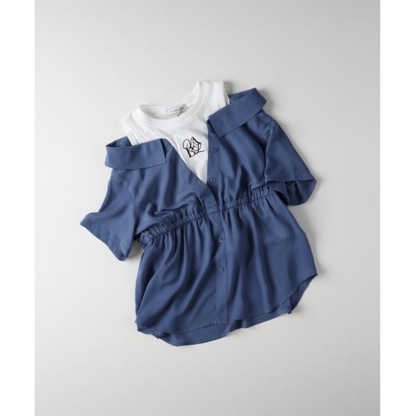 『タイムセール実施中』ZOZO問い合わせ番号:96828551ショップ:Right-on，ライトオンブランド:Right-on，ライトオン商品名:【VIVIAN BLUE】オフショルダー風ドッキングシャツカテゴリ:トップス>その他トッ...