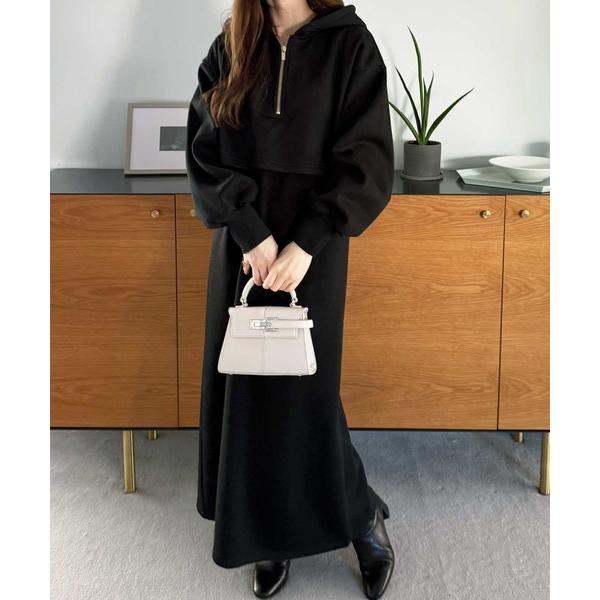 『セール実施中』ZOZO問い合わせ番号:96864074ショップ:GeeRA，ジーラブランド:GeeRA，ジーラ商品名:＜裏起毛＞セットアップ風ハーフジップスウェットドッキングワンピースカテゴリ:ワンピース/ドレス>ワンピースブランド...