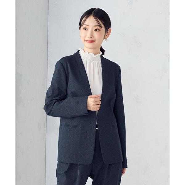 『タイムセール実施中』ZOZO問い合わせ番号:97027637ショップ:COMME CA ISM，コムサイズムブランド:COMME CA ISM，コムサイズム商品名:【ウォッシャブル】メランジジャージ＆ナイロンレーヨンポンチ　ノーカラージャ...