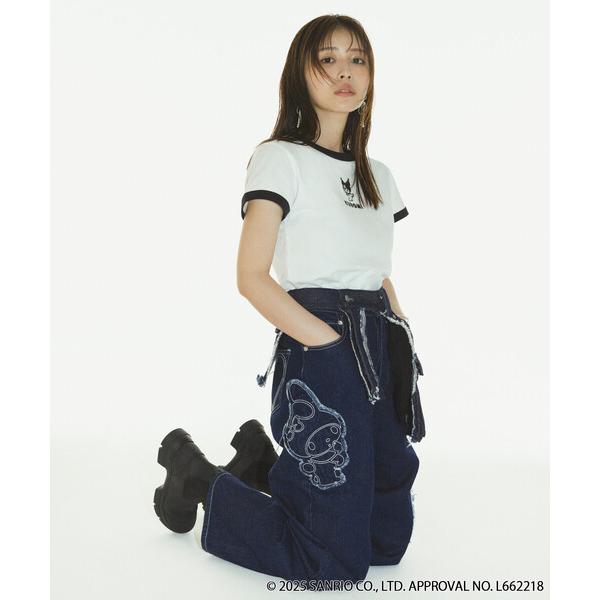 ワイドパンツ ジーンズ デニム デニムパンツ BASICKS × SANRIO × Firsthand/ベイシックス × サンリオ × ファーストハンド x 「My Melody」「Kuromi」…