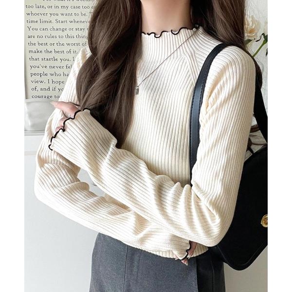 『セール実施中』ZOZO問い合わせ番号:97095535ショップ:Classical Elf，クラシカルエルフブランド:classicalelf，クラシカルエルフ商品名:華奢見え叶える程よいフィット感。配色メロウリブニットトップス（長袖）カ...