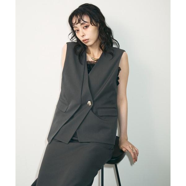 『タイムセール実施中』ZOZO問い合わせ番号:97189433ショップ:Auntie Rosa，アンティローザブランド:Trish，トリッシュ商品名:アシメジレ+スカートセットアップカテゴリ:フォーマルスーツ/小物>スーツスカートブラ...