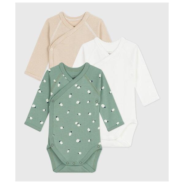 ※このアイテムは返品・交換対象外商品です。ZOZO問い合わせ番号:97253582ショップ:PETIT BATEAU，プチバトーブランド:PETIT BATEAU，プチバトー商品名:長袖あわせボディ３枚組カテゴリ:ママ＆ベビー>肌着ブ...