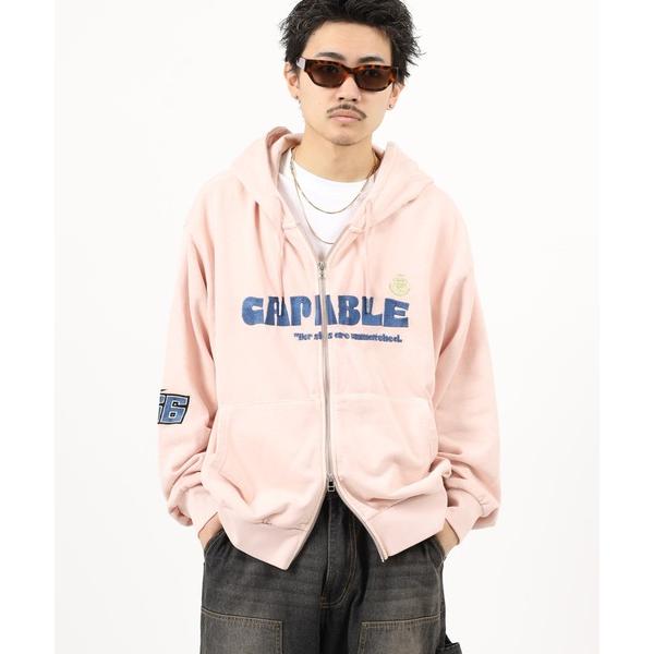 パーカー JUNGLESTOTM ヴィンテージ加工ロゴ刺繍ZIPパーカー メンズ レディース