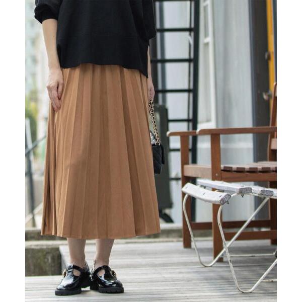 スカート フェイクスウェードプリーツスカート「静電気防止加工/洗濯機OK」