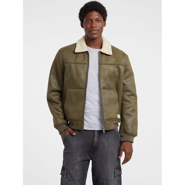 ムートンジャケット ムートンコート GUESS JEANS Bomber Jacket ボンバー ジャケット メンズ