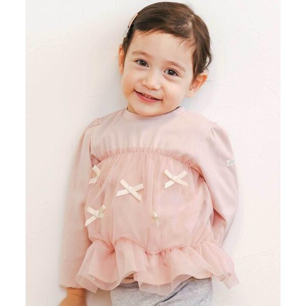 『タイムセール実施中』ZOZO問い合わせ番号:97455475ショップ:BEBE ONLINE STORE，ベベ オンラインストアブランド:SLAP SLIP，スラップスリップ商品名:リボンいっぱいギャザーチュールドッキングトップス(90~...