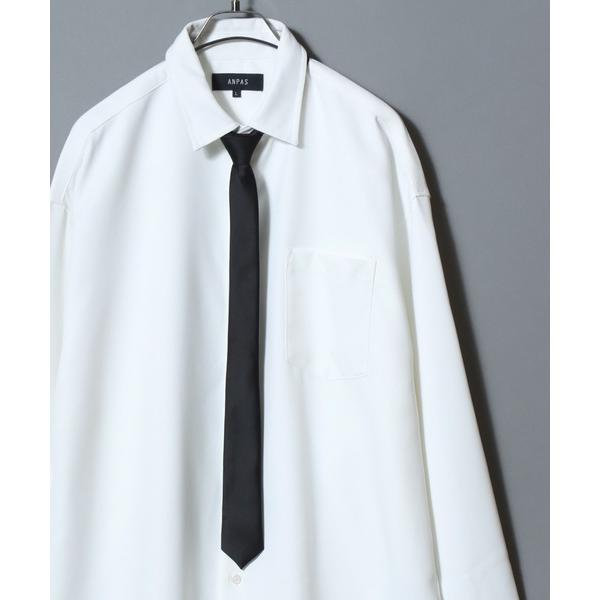 シャツ ANPAS Exclusive Oversized Twill Shirt with Tie (Long Sleeve)  / アンパス別注 ネクタイ付きツイルオーバーサイズ レギュラーカラーシャツ / レ…