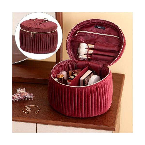 『セール実施中』ZOZO問い合わせ番号:97594818ショップ:Francfranc，フランフランブランド:Francfranc，フランフラン商品名:ベロアプリーツ バニティポーチ L ワイン コスメポーチ コスメボックス 化粧道具 収納...