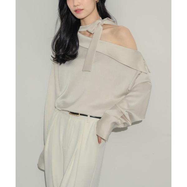 ブラウス シャツ 「中条あやみさん着用」2wayサテンワンショルブラウス レディース
