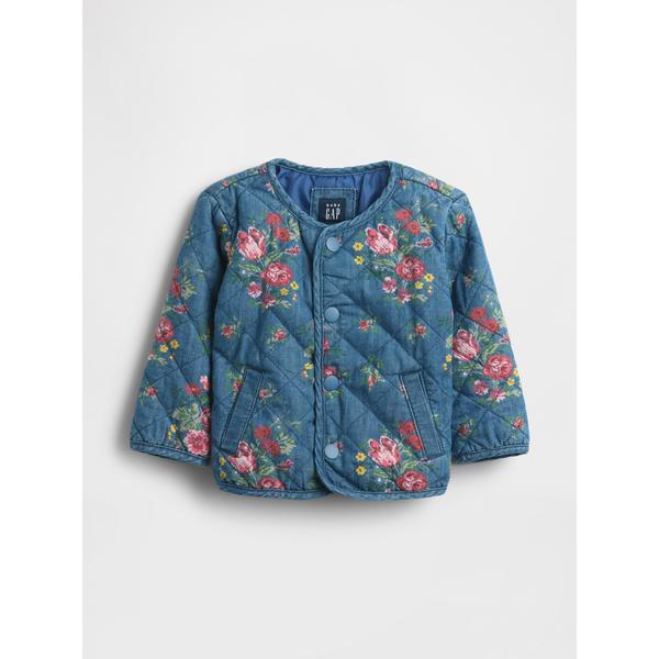 『セール実施中』ZOZO問い合わせ番号:97595809ショップ:GAP，ギャップブランド:GAP，ギャップ商品名:デニム フローラル キルティングジャケット (ベビー)カテゴリ:ジャケット/アウター>ノーカラージャケットブランド品番...