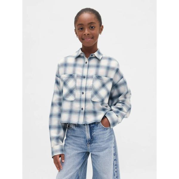 『タイムセール実施中』ZOZO問い合わせ番号:97596123ショップ:GAP，ギャップブランド:GAP，ギャップ商品名:オーバーサイズクロップドシャツ（キッズ）カテゴリ:トップス>シャツ/ブラウスブランド品番:819491素材:コッ...