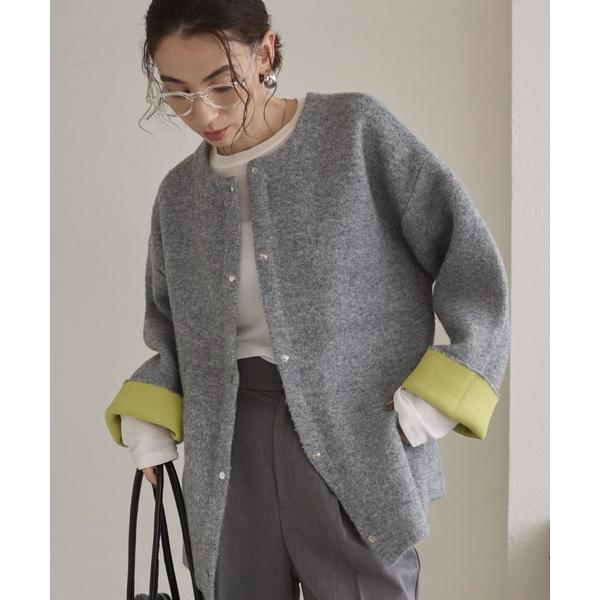 『セール実施中』ZOZO問い合わせ番号:97631794ショップ:ANGIE VINTAGE，アンジー ヴィンテージブランド:ANGIE，アンジー商品名:ノーカラー 配色 ニットコートカテゴリ:トップス>カーディガン/ボレロブランド品...