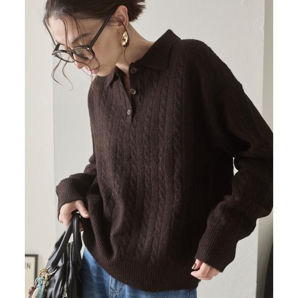 ZOZO問い合わせ番号:97631825ショップ:ANGIE VINTAGE，アンジー ヴィンテージブランド:ANGIE，アンジー商品名:ケーブル ポロ襟 ニット プルオーバーカテゴリ:トップス>ニット/セーターブランド品番:AG25...