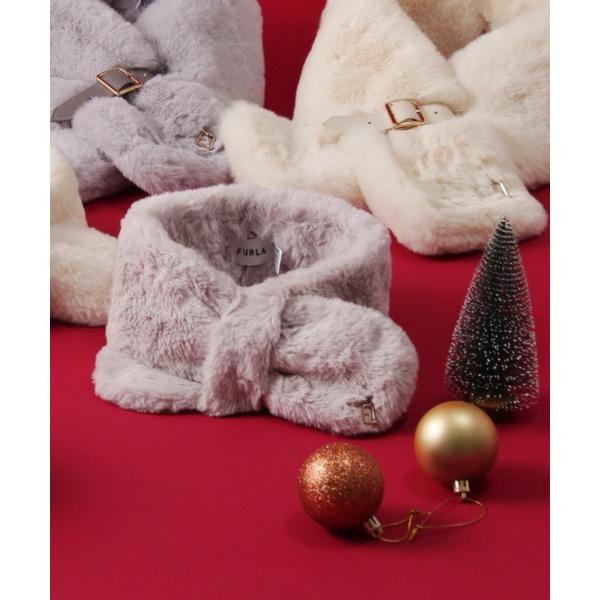 ZOZO問い合わせ番号:97633773ショップ:MOONBAT，ムーンバットブランド:FURLA，フルラ，MOONBAT，ムーンバット商品名:フェイクファーマフラー ティペット ”アーチロゴ”カテゴリ:ファッション雑貨>マフラーブラ...