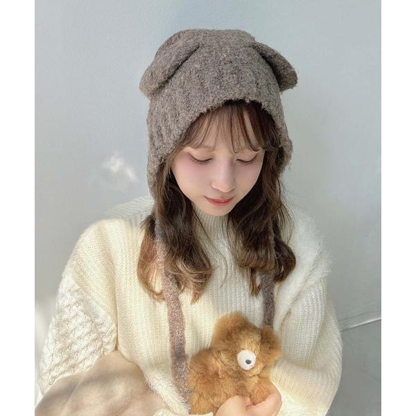 『タイムセール実施中』ZOZO問い合わせ番号:97633892ショップ:AS KNOW AS PLUS，アズノゥアズプラスブランド:AS KNOW AS plus，アズノゥアズプラス商品名:くま耳ボンネットビーニー / くま耳ニット帽カテゴ...