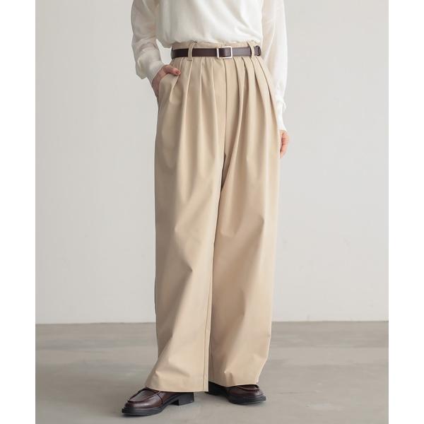 チノパン 「低身長/高身長向けサイズ有」はっ水ストレッチチノ4本タックパンツ「サスティナブル」 レディース