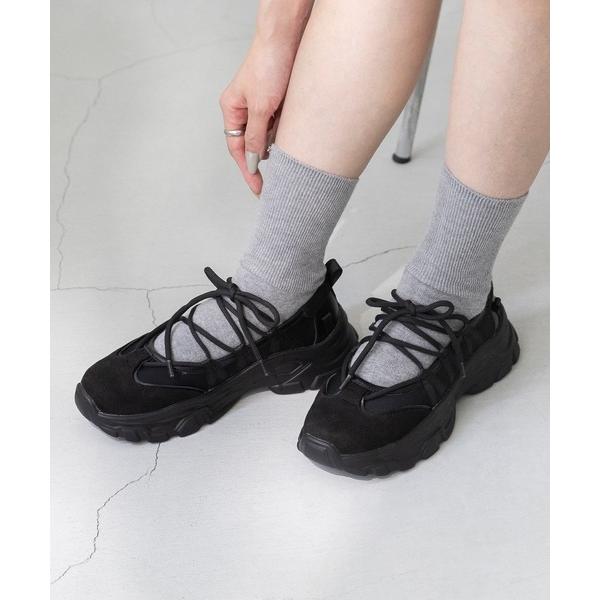 スニーカー レースアップ 厚底 バレエスニーカー レディース
