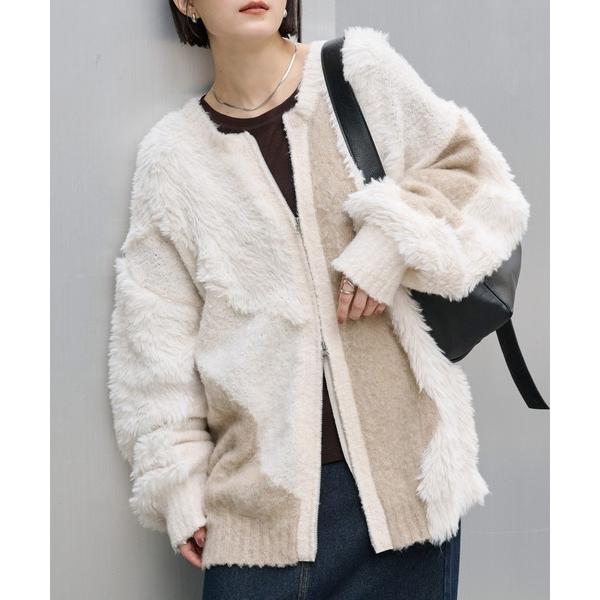 『タイムセール実施中』ZOZO問い合わせ番号:97991855ショップ:MONO-MART，モノマートブランド:MONO-MART，モノマート商品名:【ウォッシャブル】2WAY ふわもこボリューム シャギーMIX ダブルジップニットカーディ...