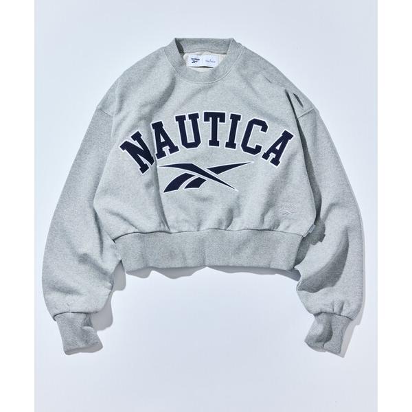 トレーナー スウェット Reebok × NAUTICA/リーボック × ノーティカ 「Exclusive」ヘビーウェイト クルーネック ダブルネーム アーチロゴスウェット/ショ…