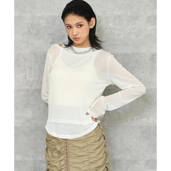 tシャツ タンク レイヤード シアー トップス レディース