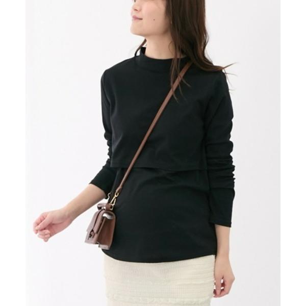 ZOZO問い合わせ番号:98033773ショップ:nissen，ニッセンブランド:QUNTSTYLE，キュントスタイル商品名:【産前・産後　授乳服】授乳しやすい　モックネック　長袖　マタニティＴシャツカテゴリ:ママ＆ベビー>マタニティ...