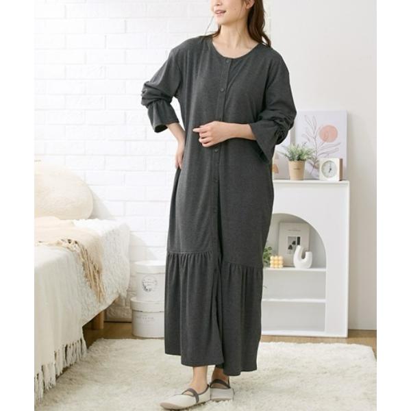 ZOZO問い合わせ番号:98033992ショップ:nissen，ニッセンブランド:QUNTSTYLE，キュントスタイル商品名:【マタニティウエア】マタニティ　綿混スムース　袖口フリル　前開き　パジャマ　ルームウェアカテゴリ:ママ＆ベビー&g...