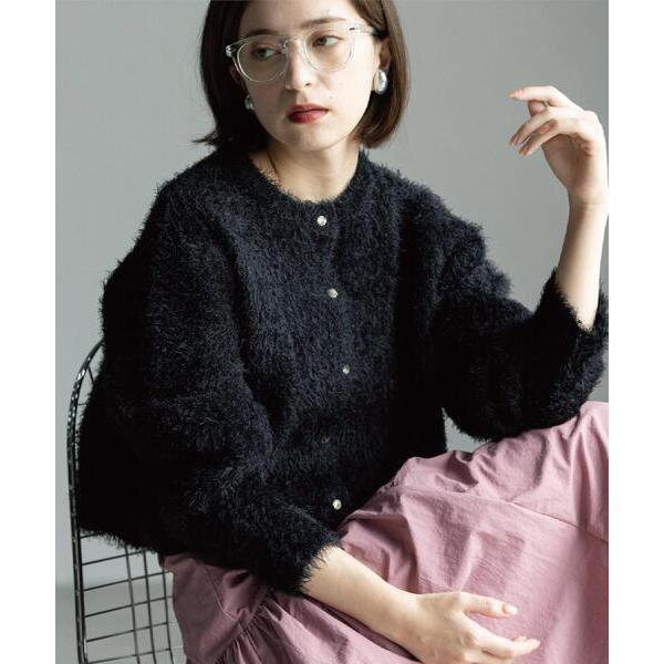 カーディガン シャギーショートカーディガン「洗濯機OK」「6col」 レディース