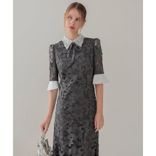 『タイムセール実施中』ZOZO問い合わせ番号:98069820ショップ:Leja，レジャブランド:Leja，レジャ商品名:【LEJA】パールカラーボウタイフラワーレースフィッシュテールワンピースドレス美脚効果結婚式 パーティードレス 成人式...