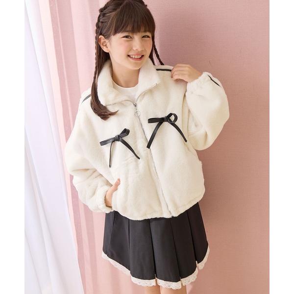 ZOZO問い合わせ番号:98103033ショップ:cross marche，クロスマルシェブランド:Amourire girl，アムリールガール，cross marche，クロスマルシェ商品名:リボンライン フェイクファーブルゾンカテゴリ:...