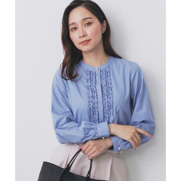 『タイムセール実施中』ZOZO問い合わせ番号:98103178ショップ:index，インデックスブランド:index，インデックス商品名:バンドカラーフリルブラウス【洗濯機OK/イージーアイロン/防シワ】カテゴリ:トップス>シャツ/ブ...