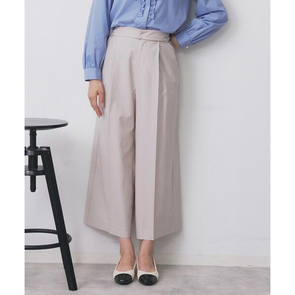 ワイドパンツ パンツ ベルト付きストレッチワイドパンツ「洗濯機洗い可」 レディース