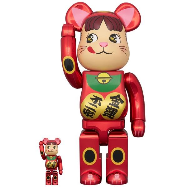 フィギュア BE@RBRICK 招き猫 ペコちゃん 金運 ダブル小判 梅色金メッキ 100％ ＆ 400％