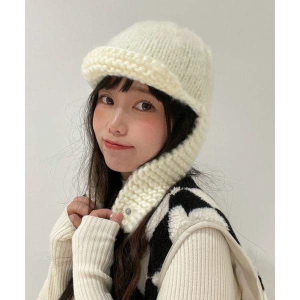 ニット帽 ニットキャップ 「OKUOKU　0909」ふんわりモヘア調ニットフードキャップ oku-bosi-38 レディース