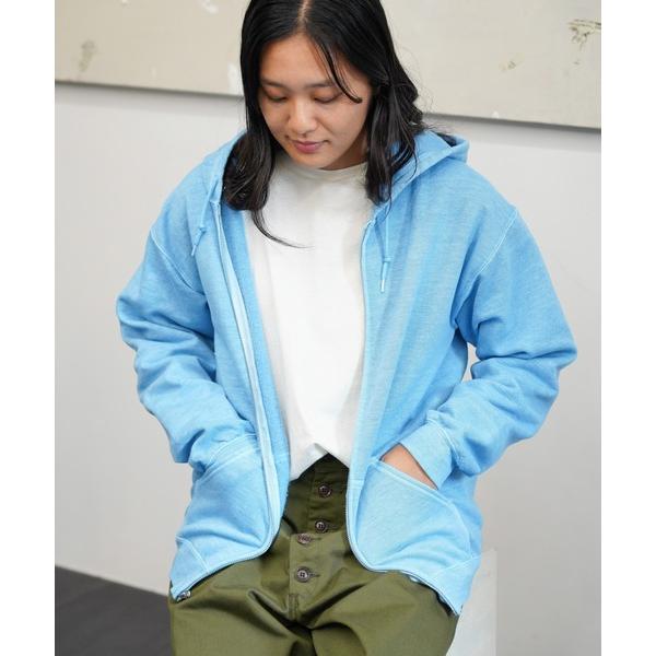 パーカー 裏起毛 TOWNCRAFT / タウンクラフト 90S PIGMENT FULL ZIP HOODIE ヴィンテージ加工 ピグメントダイ ジップアップパーカー メンズ レディース