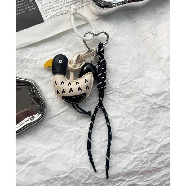 チャーム 「 NOLITA / ノリータ 」 バードモチーフ バッグチャーム／キーホルダー（アニマル・ハート付き）カラビナ付き かも バッグチャーム