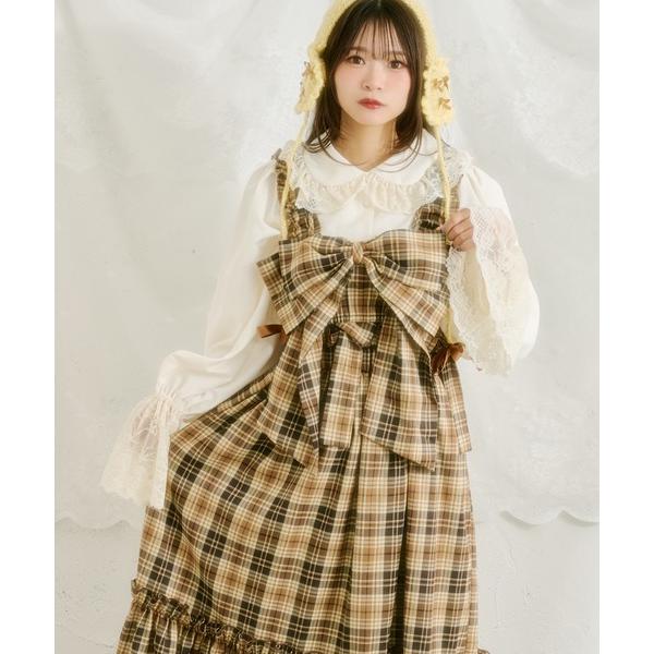 『タイムセール実施中』ZOZO問い合わせ番号:98235591ショップ:kutir，クティールブランド:kutir，クティール商品名:【クティールとレトロ】リボンビスチェSETチェックジャンパースカートカテゴリ:ワンピース/ドレス>ジ...