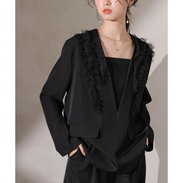 ZOZO問い合わせ番号:98267990ショップ:Kana，カナブランド:Kana，カナ商品名:チュールフリル ジャケット ワイドパンツ 2点セット パーティー ドレス 結婚式 お呼ばれ オケージョンカテゴリ:ワンピース/ドレス>パン...