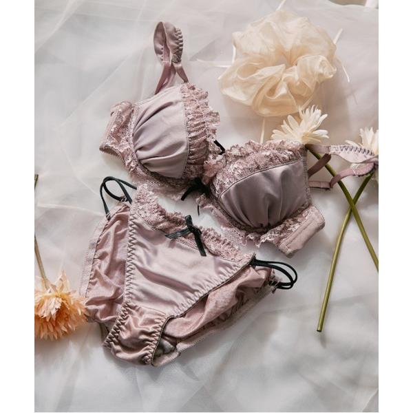 ブラジャー ショーツセット 「WEB限定」フェミニンサテンクロス ブラジャー＆ショーツセット