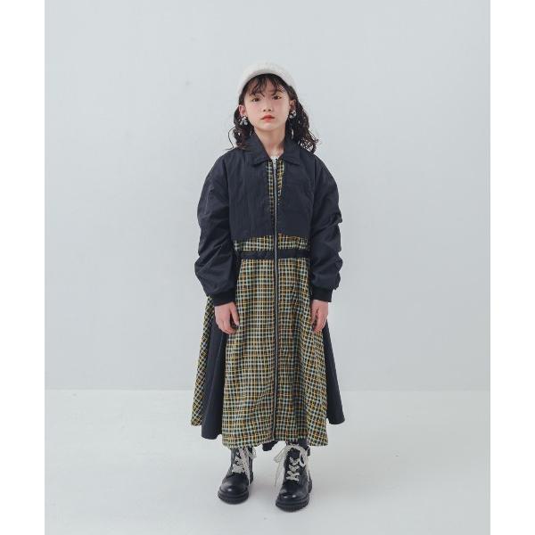 ワンピース チェックzipperジャケットワンピース キッズ 子供服 女の子