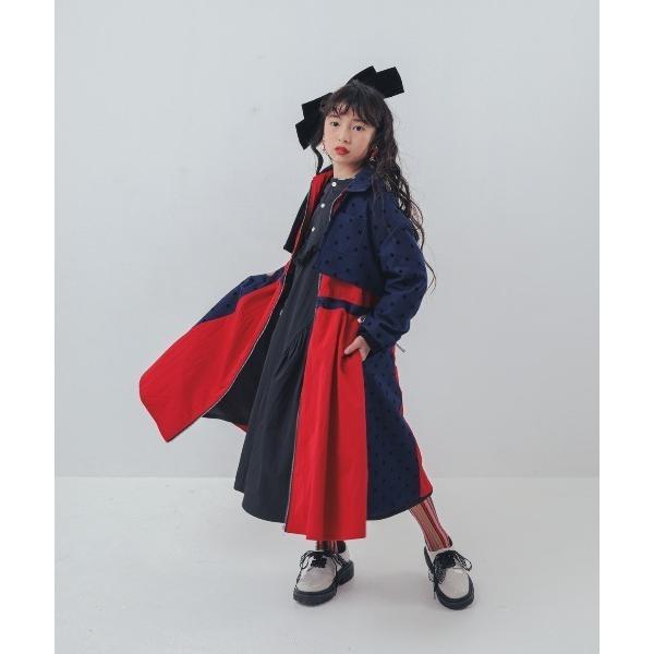 ワンピース フロッキードットzipperジャケットワンピース キッズ 子供服 女の子