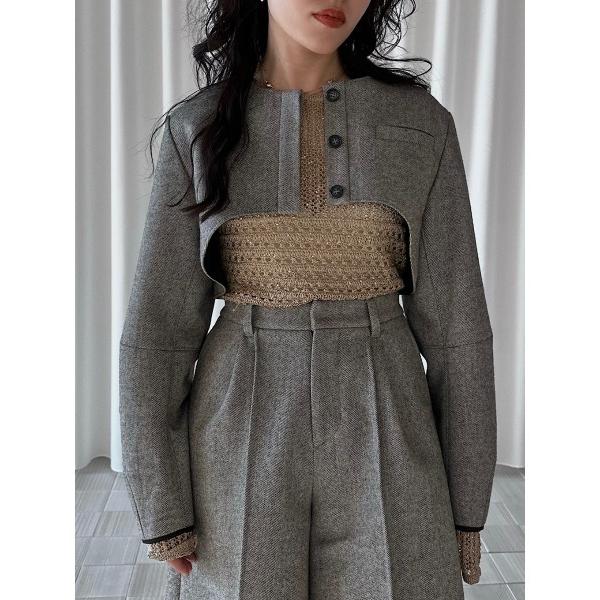 ジャケット ノーカラージャケット OVAL SCOOP BOLERO レディース