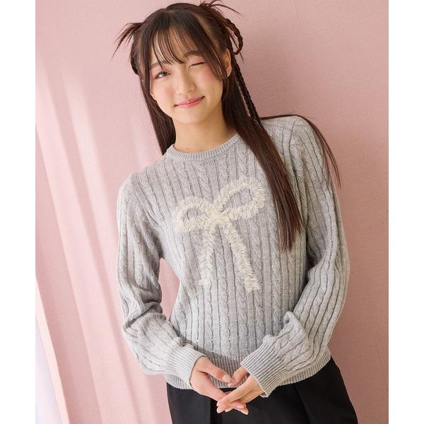 『タイムセール実施中』ZOZO問い合わせ番号:98306693ショップ:cross marche，クロスマルシェブランド:Amourire girl，アムリールガール，cross marche，クロスマルシェ商品名:リボンチュールニットプル...