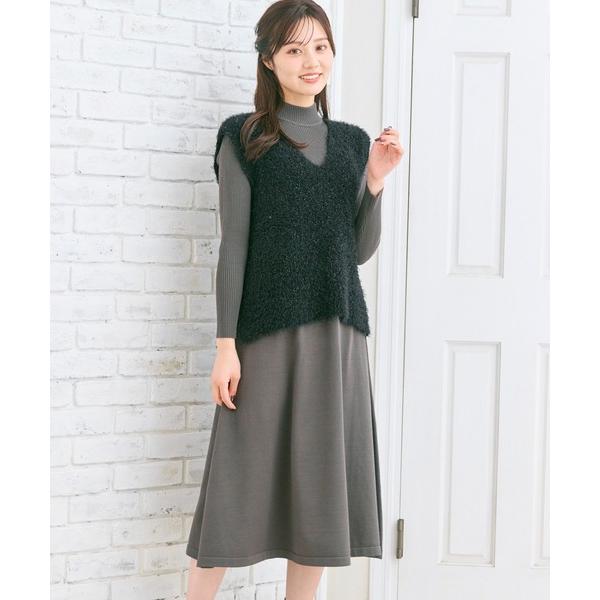 『セール実施中』ZOZO問い合わせ番号:98371922ショップ:Feroux，フェルゥブランド:Feroux，フェルゥ商品名:ジレ付きニット ワンピースカテゴリ:ジャケット/アウター>セットアップブランド品番:OPPFGW0101素...