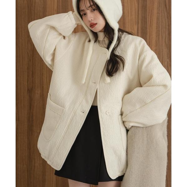 ZOZO問い合わせ番号:98434360ショップ:hinari，ヒナリブランド:hinari，ヒナリ商品名:ニュアンスジャガード中綿ブルゾンカテゴリ:ジャケット/アウター>ブルゾンブランド品番:HN00000080素材:表地:ポリエス...