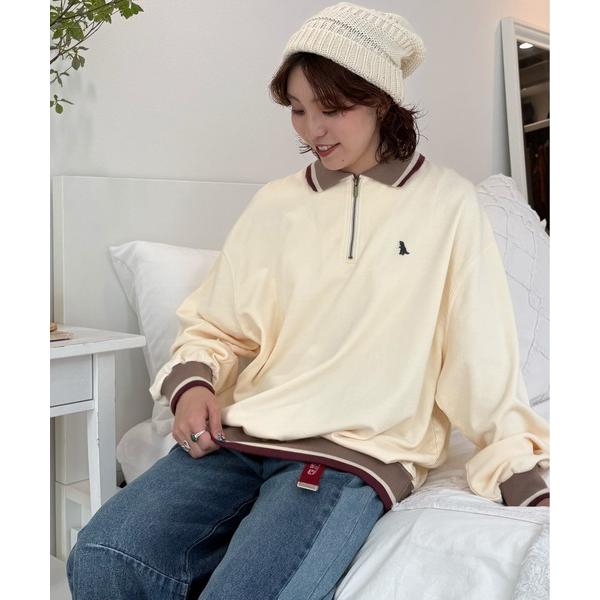 tシャツ 「m:rex」ミニ恐竜ワッペンハーフZIPプルオーバー レディース