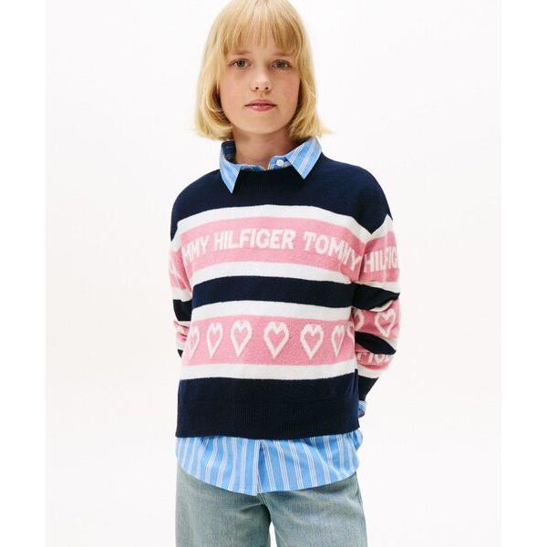 『セール実施中』ZOZO問い合わせ番号:98502874ショップ:TOMMY HILFIGER，トミー ヒルフィガーブランド:TOMMY HILFIGER，トミーヒルフィガー商品名:GIRLS クルーネックインターシャセーターカテゴリ:トッ...