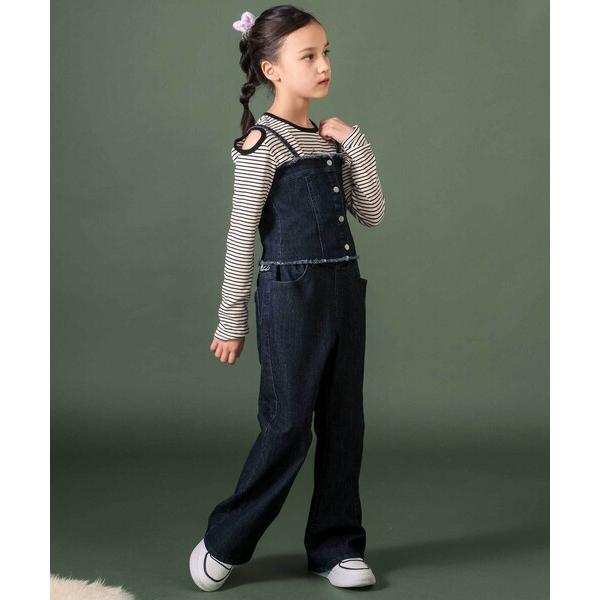 『タイムセール実施中』ZOZO問い合わせ番号:98503027ショップ:BEBE ONLINE STORE，ベベ オンラインストアブランド:nexchic，ネクシック商品名:デニムビスチェｘフレアパンツセットアップ(110~150cm)カテ...